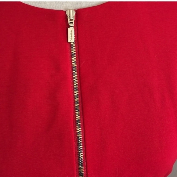 Calvin Klein red zipper fitted bodycon business casual cocktail dress - Picture 4 of 5